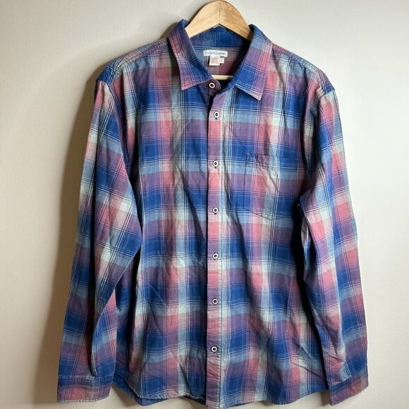 Carbon 2 Cobalt Shirt Mens L Blue Pink Plaid Button Up Western Country Collared - Picture 1 of 10